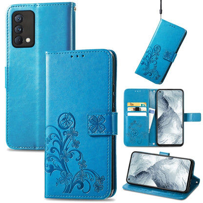 Four-leaf Clasp Embossed Buckle Mobile Phone Protection Leather Case with Lanyard & Card Slot & Wallet & Bracket Function, For OPPO Reno6 Z, For OPPO Realme C20, For OPPO Realme GT Master