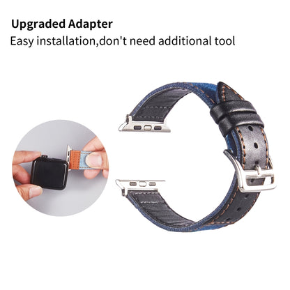 Sliver Buckle Leather Strap For Apple Watch Series, 7 41mm / 6&SE&5&4 40mm / 3&2&1 38mm, 7 45mm / 6&SE&5&4 44mm / 3&2&1 42mm