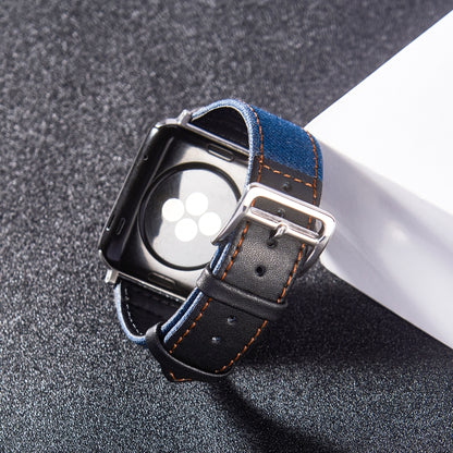 Sliver Buckle Leather Strap For Apple Watch Series, 7 41mm / 6&SE&5&4 40mm / 3&2&1 38mm, 7 45mm / 6&SE&5&4 44mm / 3&2&1 42mm