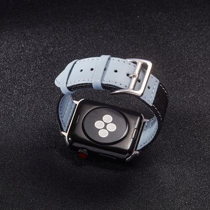 Sliver Buckle Leather Strap For Apple Watch Series, 7 41mm / 6&SE&5&4 40mm / 3&2&1 38mm, 7 45mm / 6&SE&5&4 44mm / 3&2&1 42mm