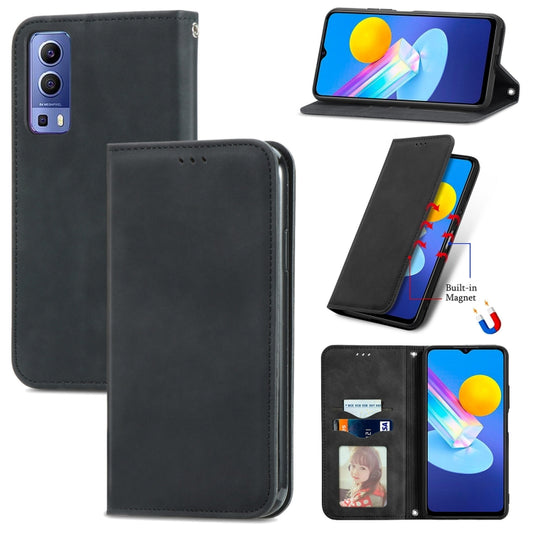 Retro Skin Feel Magnetic Horizontal Flip Leather Case With Holder & Card Slots & Wallet & Photo Frame, For vivo Y72 5G, For OPPO Realme C21Y