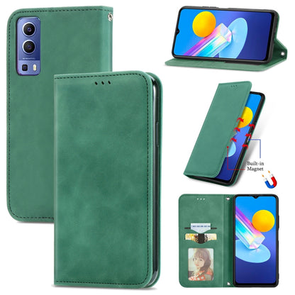 Retro Skin Feel Magnetic Horizontal Flip Leather Case With Holder & Card Slots & Wallet & Photo Frame, For vivo Y72 5G, For OPPO Realme C21Y