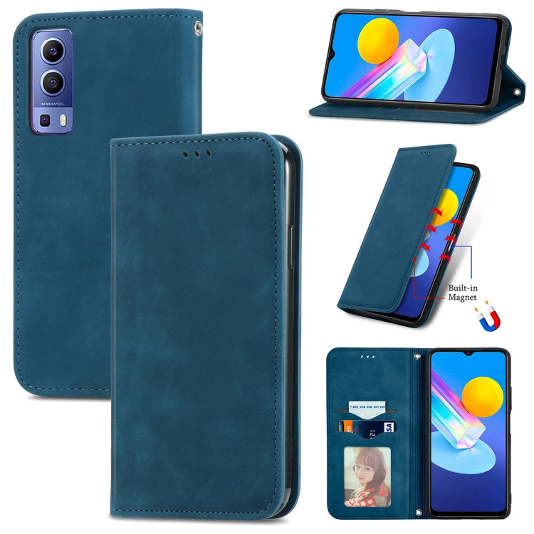 Retro Skin Feel Magnetic Horizontal Flip Leather Case With Holder & Card Slots & Wallet & Photo Frame, For vivo Y72 5G, For OPPO Realme C21Y