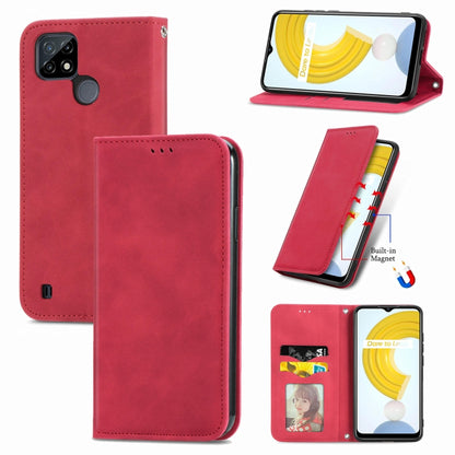 Retro Skin Feel Magnetic Horizontal Flip Leather Case With Holder & Card Slots & Wallet & Photo Frame, For vivo Y72 5G, For OPPO Realme C21Y