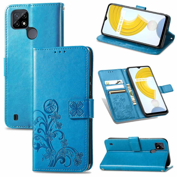 Four-leaf Clasp Embossed Leather Case with Lanyard & Card Slot & Wallet & Holder, For vivo V21e 5G, For vivo Y72 5G, For OPPO Realme C21Y, For vivo IQOO 8 Pro