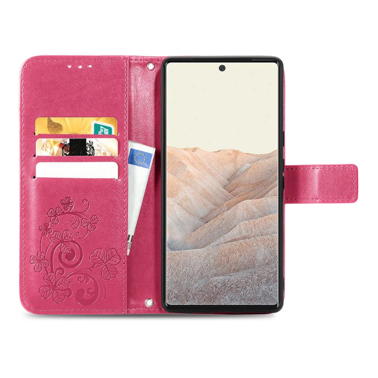 Four-leaf Clasp Embossed Leather Case with Lanyard & Card Slot & Wallet & Holder, For Google Pixel 6, For Infinix Zero 8, For ZTE V30 Vita, For ZTE Blade A31 Lite, For DOOGEE N40 Pro