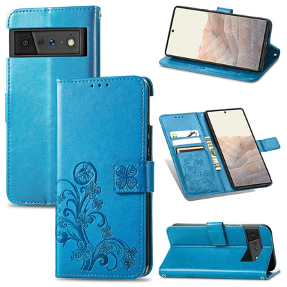 Four-leaf Clasp Embossed Leather Case with Lanyard & Card Slot & Wallet & Holder, For Google Pixel 6, For Infinix Zero 8, For ZTE V30 Vita, For ZTE Blade A31 Lite, For DOOGEE N40 Pro