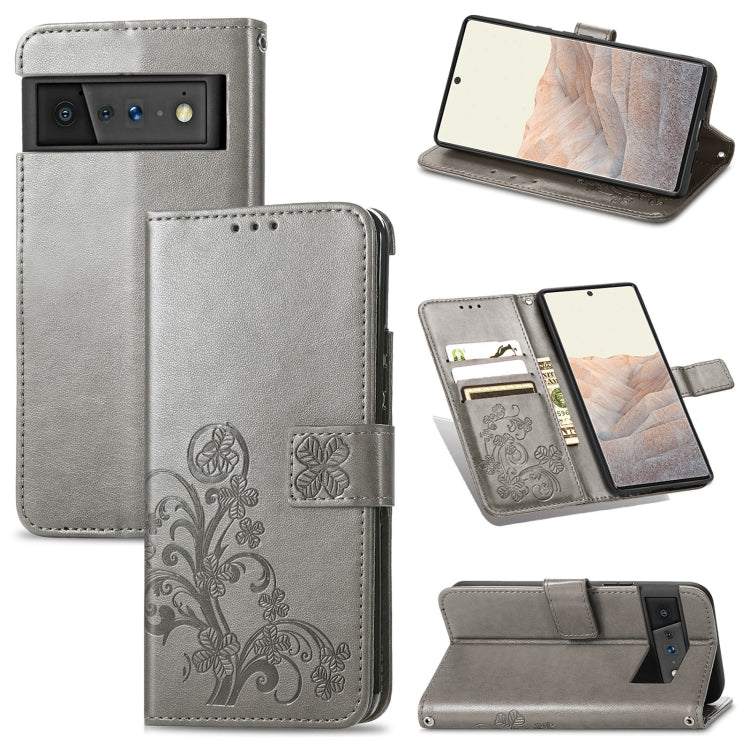 Four-leaf Clasp Embossed Leather Case with Lanyard & Card Slot & Wallet & Holder, For Google Pixel 6, For Infinix Zero 8, For ZTE V30 Vita, For ZTE Blade A31 Lite, For DOOGEE N40 Pro