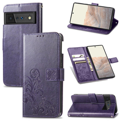 Four-leaf Clasp Embossed Leather Case with Lanyard & Card Slot & Wallet & Holder, For Google Pixel 6, For Infinix Zero 8, For ZTE V30 Vita, For ZTE Blade A31 Lite, For DOOGEE N40 Pro