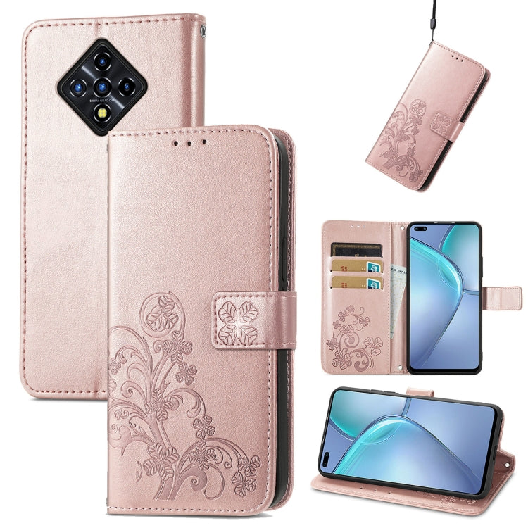 Four-leaf Clasp Embossed Leather Case with Lanyard & Card Slot & Wallet & Holder, For Google Pixel 6, For Infinix Zero 8, For ZTE V30 Vita, For ZTE Blade A31 Lite, For DOOGEE N40 Pro