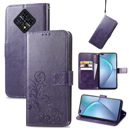 Four-leaf Clasp Embossed Leather Case with Lanyard & Card Slot & Wallet & Holder, For Google Pixel 6, For Infinix Zero 8, For ZTE V30 Vita, For ZTE Blade A31 Lite, For DOOGEE N40 Pro