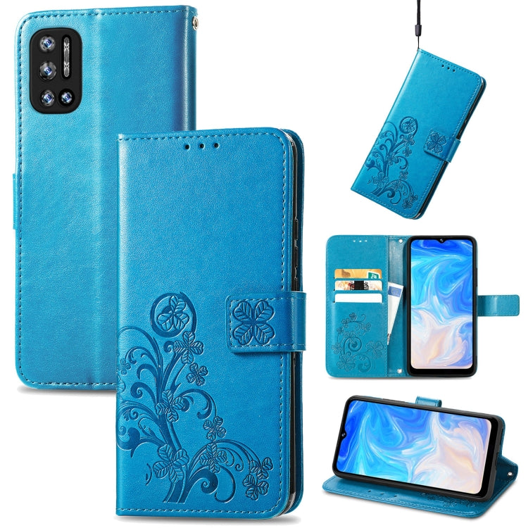 Four-leaf Clasp Embossed Leather Case with Lanyard & Card Slot & Wallet & Holder, For Google Pixel 6, For Infinix Zero 8, For ZTE V30 Vita, For ZTE Blade A31 Lite, For DOOGEE N40 Pro