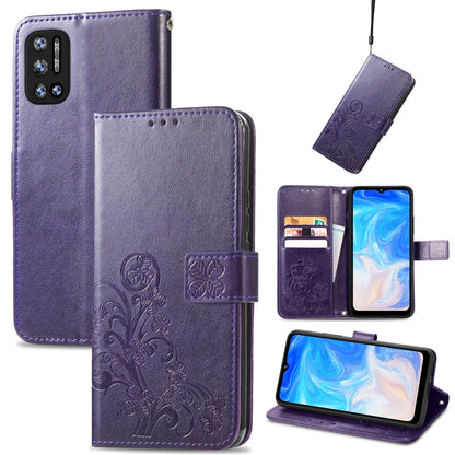 Four-leaf Clasp Embossed Leather Case with Lanyard & Card Slot & Wallet & Holder, For Google Pixel 6, For Infinix Zero 8, For ZTE V30 Vita, For ZTE Blade A31 Lite, For DOOGEE N40 Pro