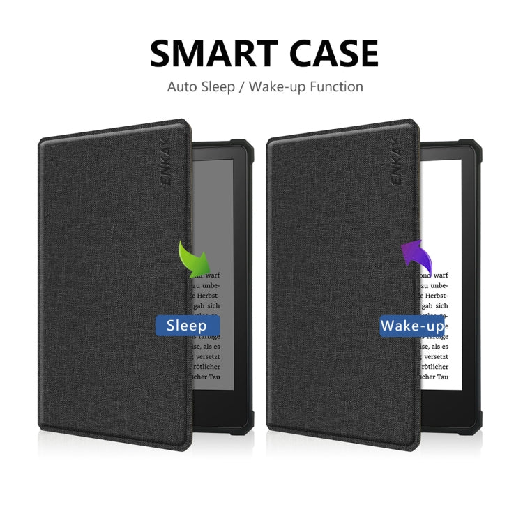 For Amazon Kindle Paperwhite 5 2021 ENKAY Solid Color Denim Texture Horizontal Flip Leather Tablet Case with Sleep / Wake-up Function