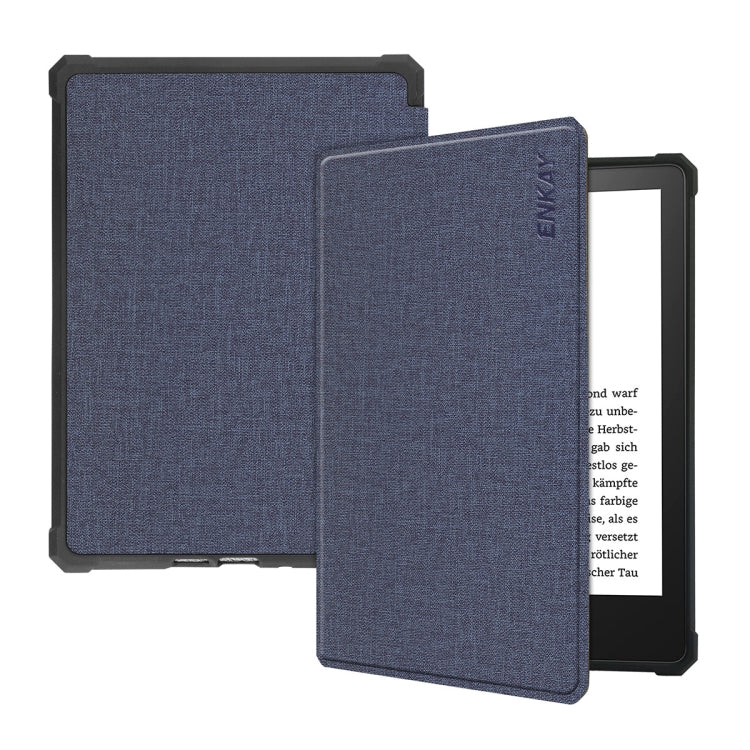 For Amazon Kindle Paperwhite 5 2021 ENKAY Solid Color Denim Texture Horizontal Flip Leather Tablet Case with Sleep / Wake-up Function