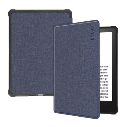 For Amazon Kindle Paperwhite 5 2021 ENKAY Solid Color Denim Texture Horizontal Flip Leather Tablet Case with Sleep / Wake-up Function