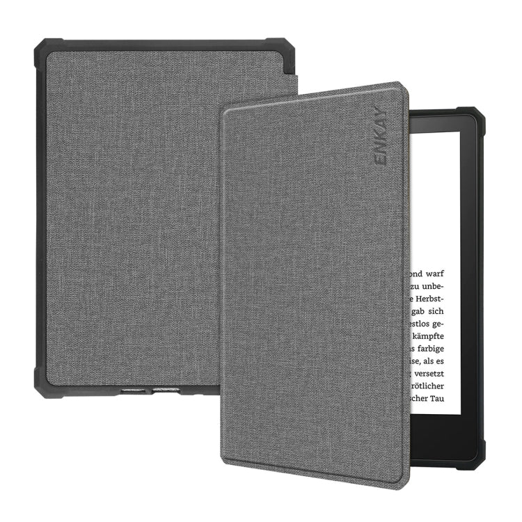 For Amazon Kindle Paperwhite 5 2021 ENKAY Solid Color Denim Texture Horizontal Flip Leather Tablet Case with Sleep / Wake-up Function