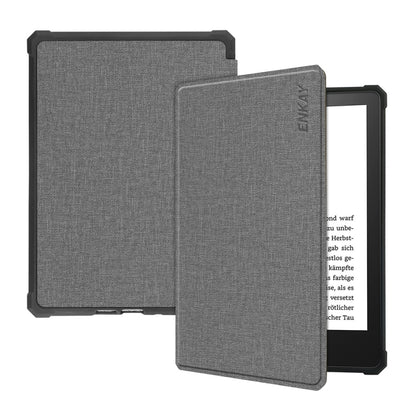 For Amazon Kindle Paperwhite 5 2021 ENKAY Solid Color Denim Texture Horizontal Flip Leather Tablet Case with Sleep / Wake-up Function