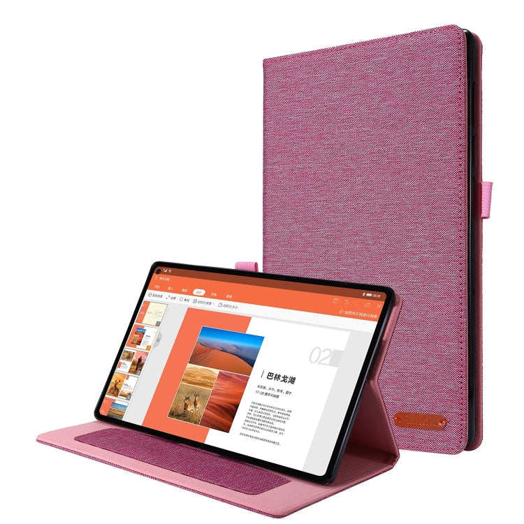 Horizontal Flip Fabric PU Leather Tablet Case with Card Slots & Holder, For OPPO Realme Pad