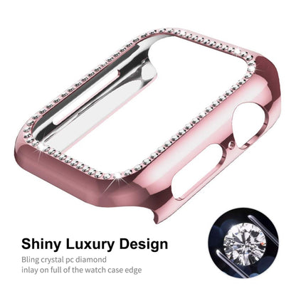 ENKAY Hat-Prince Electroplate PC Diamond Watch Case + Full Coverage Curved PET Screen Protector Film For Apple Watch Series 7 41mm