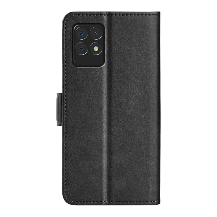 For OPPO Realme 8i Dual-side Magnetic Buckle Horizontal Flip Leather Case with Holder & Card Slots & Wallet, Black, Yellow, Brown, Dark Blue, Red