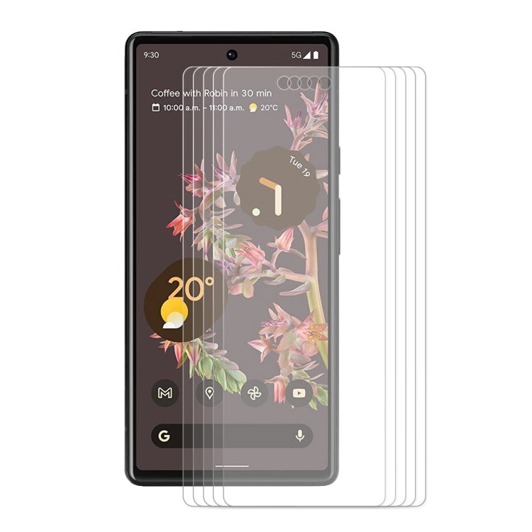 5 PCS Pour Google Pixel 6 ENKAY Hat-Prince Film de protection d'écran en verre trempé de 0,26 mm, 9H, bords incurvés 2,5D, 5 PCS