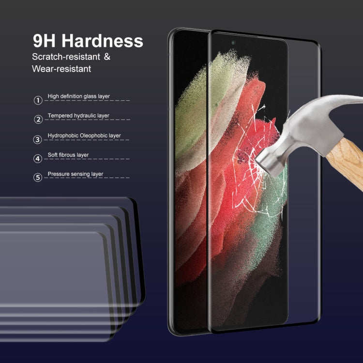 For Samsung Galaxy S21 Ultra ENKAY 0.26mm 3D Curved Full Hot Bending Tempered Glass Film, 1pc, 2pcs, 5pcs