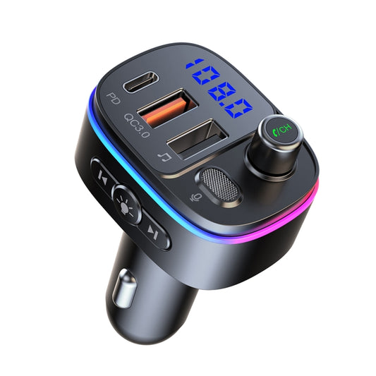Émetteur FM Bluetooth de voiture T65 double port USB Type-C chargeur QC3.0, T65