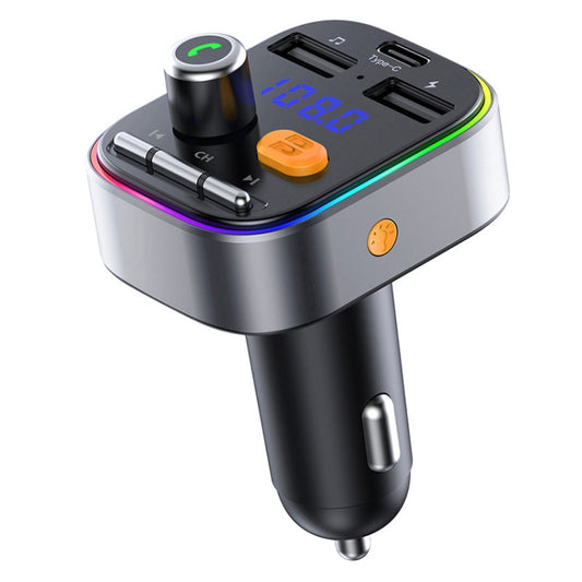 T48C Kit émetteur Fm Bluetooth 5.0 pour voiture Double USB avec chargeur de voiture Type-C 5V 2.4A, T48C