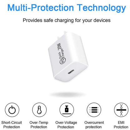 AU-20W PD USB-C / Type-C Travel Charger with USB-C to 8 Pin Data Cable, AU Plug, AU Plug + 1m 8 Pin PD Cable, AU Plug + 2m 8 Pin PD Cable