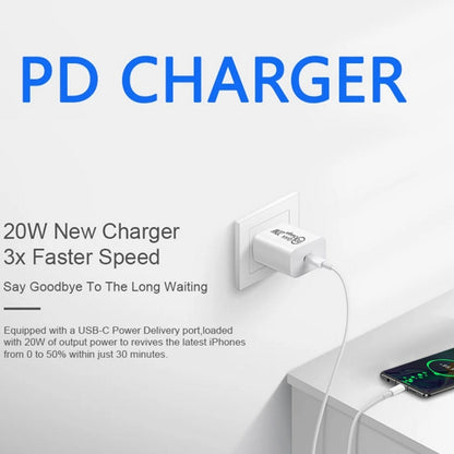 AU-20W PD USB-C / Type-C Travel Charger with Type-C to Type-C Data Cable, AU Plug, AU Plug + 1m PD Cable, AU Plug + 2m PD Cable