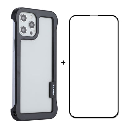 ENKAY Frameless Hollow PC Case + Glass Film for iPhone 12 Pro Max, For iPhone 12 Pro Max