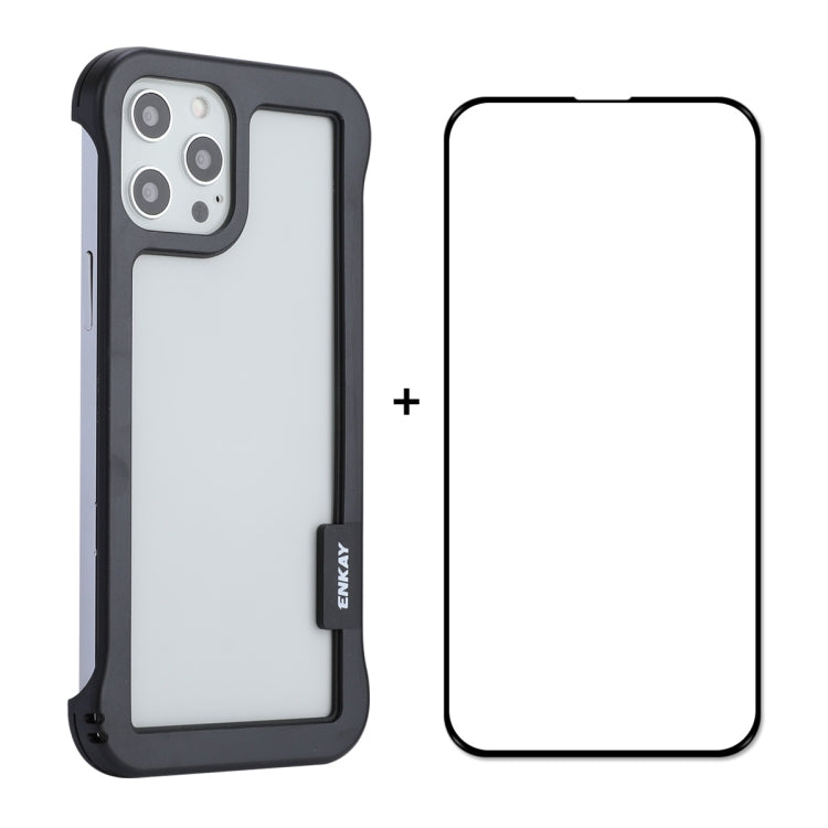 ENKAY Frameless Hollow PC Case + Glass Film for iPhone 12 / 12 Pro, For iPhone 12 / 12 Pro