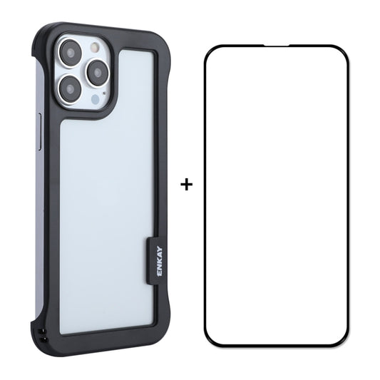 ENKAY Rahmenlose Hülle aus hohlem PC + Glasfolie für iPhone 13 Pro Max, Für iPhone 13 Pro Max