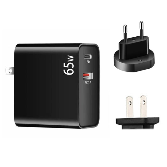 Adaptateur de charge pour ordinateur portable PD-65W USB-C / Type-C + QC3.0 USB + câble de données USB-C / Type-C vers MagSafe 2 / T Head de 1,8 m, prise EU / US, câble MagSafe 2 / T, prise EU / US