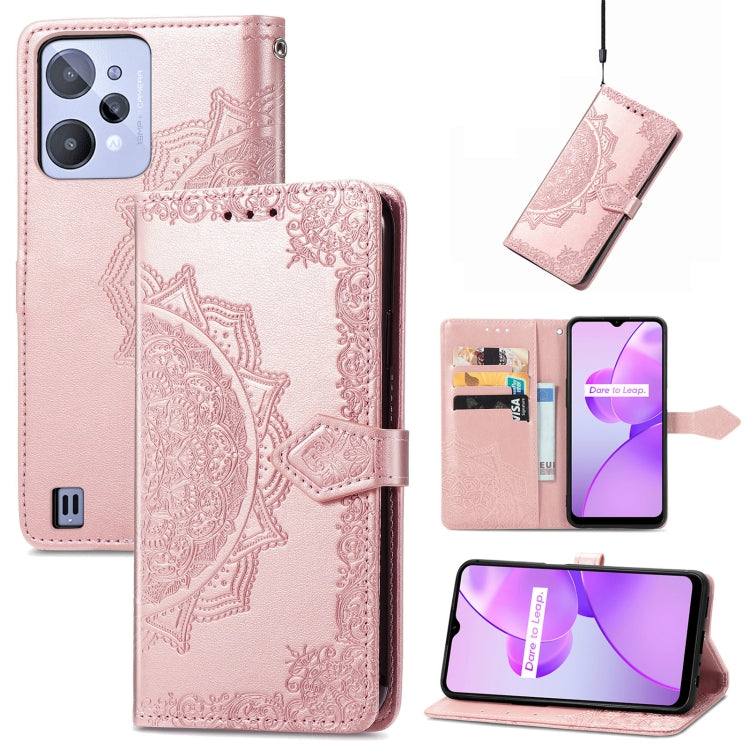 Mandala Flower Embossed Leather Phone Case, For OPPO Realme C31, For OPPO Realme GT2 Pro, For vivo Y55 5G