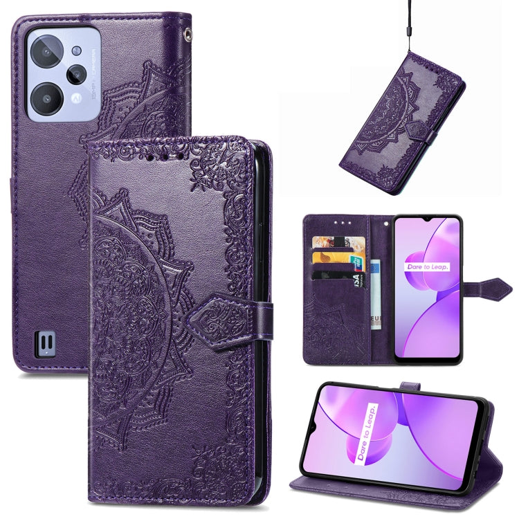 Mandala Flower Embossed Leather Phone Case, For OPPO Realme C31, For OPPO Realme GT2 Pro, For vivo Y55 5G