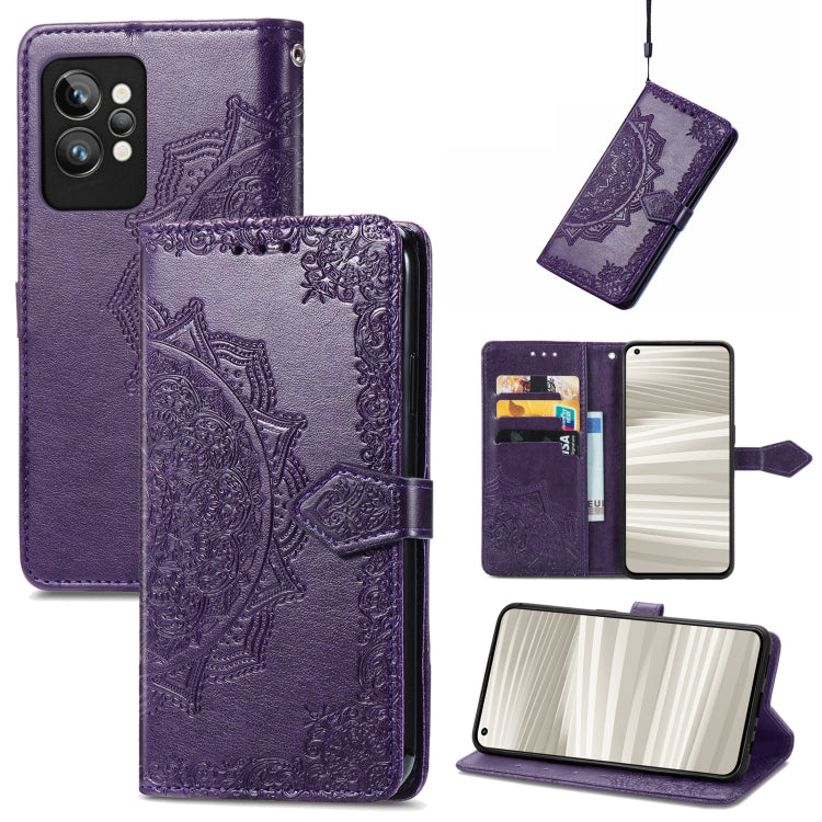 Mandala Flower Embossed Leather Phone Case, For OPPO Realme C31, For OPPO Realme GT2 Pro, For vivo Y55 5G