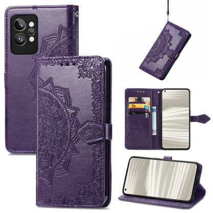 Mandala Flower Embossed Leather Phone Case, For OPPO Realme C31, For OPPO Realme GT2 Pro, For vivo Y55 5G
