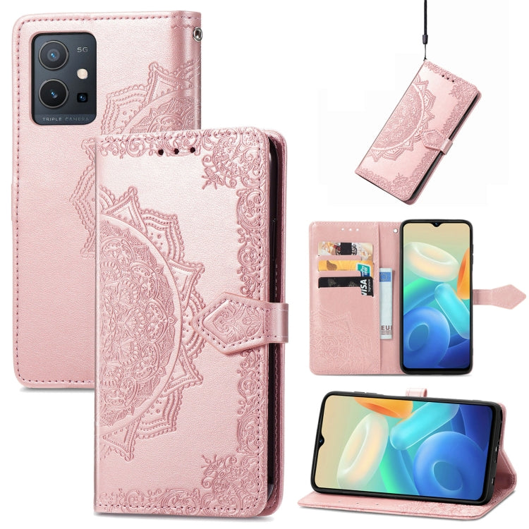 Mandala Flower Embossed Leather Phone Case, For OPPO Realme C31, For OPPO Realme GT2 Pro, For vivo Y55 5G