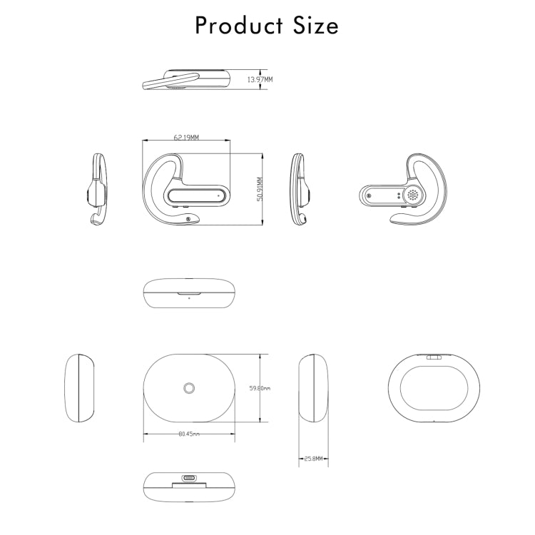 FW5 Non-in-Ear BT5.2 Wireless Sport Bone Conduction TWS Earphones Support Voice Assistant, FW5 Black