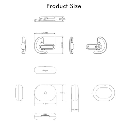 FW5 Non-in-Ear BT5.2 Wireless Sport Bone Conduction TWS Earphones Support Voice Assistant, FW5 Black