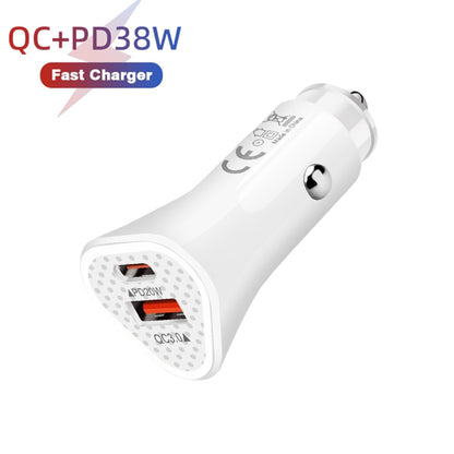 TE-P23 38W PD 20W USB-C / Type-C + QC3. 0 USB Triangle Car Charger + USB to Micro USB Data Cable, Length: 1m, with Micro USB Cable