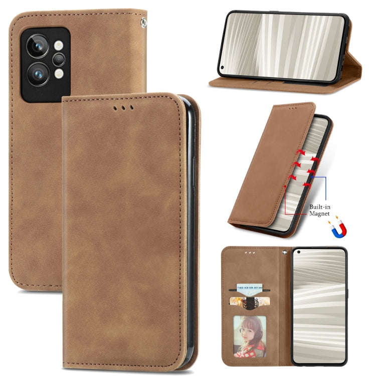 Retro Skin Feel Magnetic Leather Phone Case, For OPPO Realme GT2 Pro, For vivo Y55 5G