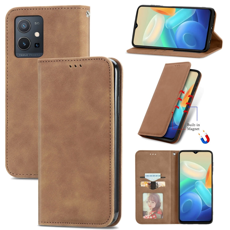 Retro Skin Feel Magnetic Leather Phone Case, For OPPO Realme GT2 Pro, For vivo Y55 5G