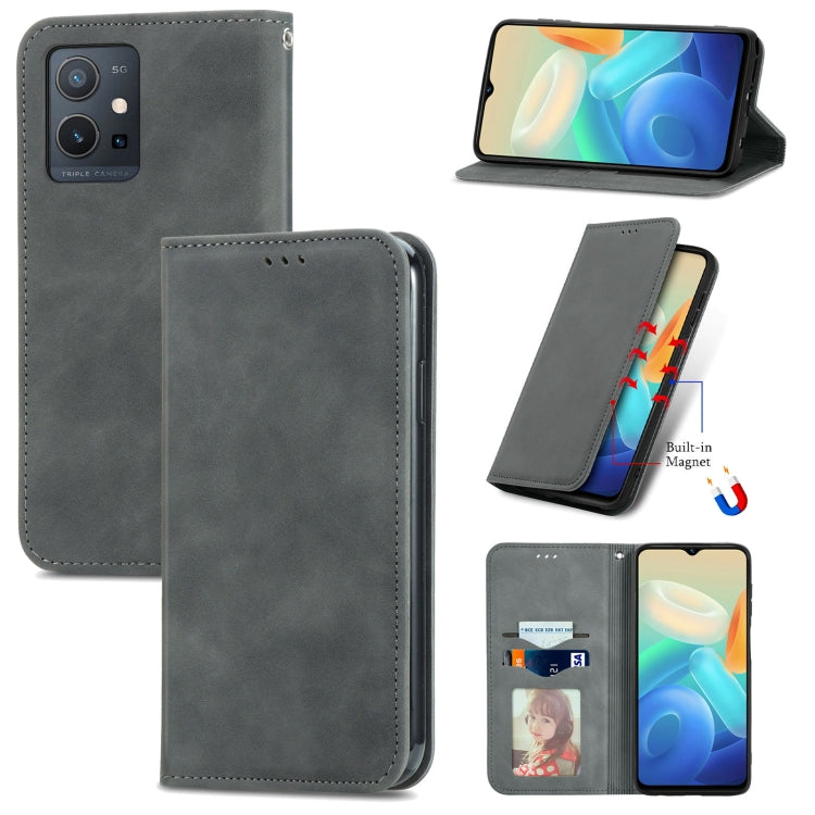 Retro Skin Feel Magnetic Leather Phone Case, For OPPO Realme GT2 Pro, For vivo Y55 5G