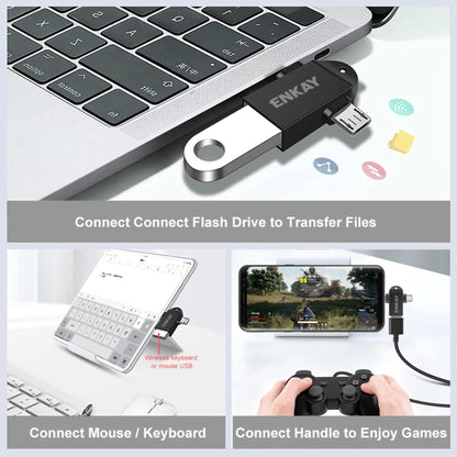 ENKAY ENK-AT112 2 in 1 Type-C + Micro USB to USB 3.0 Aluminium Alloy OTG Adapter