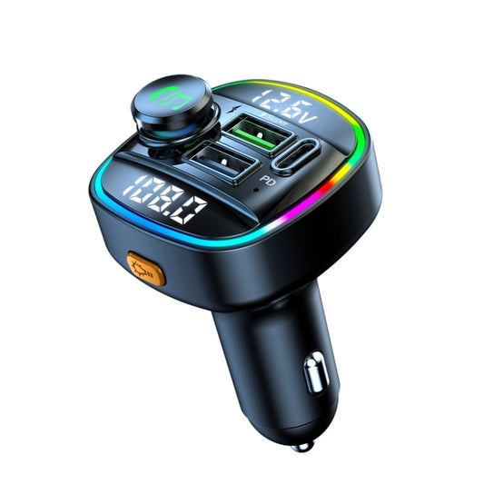 Transmetteur FM Bluetooth 5.0 C22 pour voiture, avec affichage LED de tension et chargeur QC 3.0 PD, C22