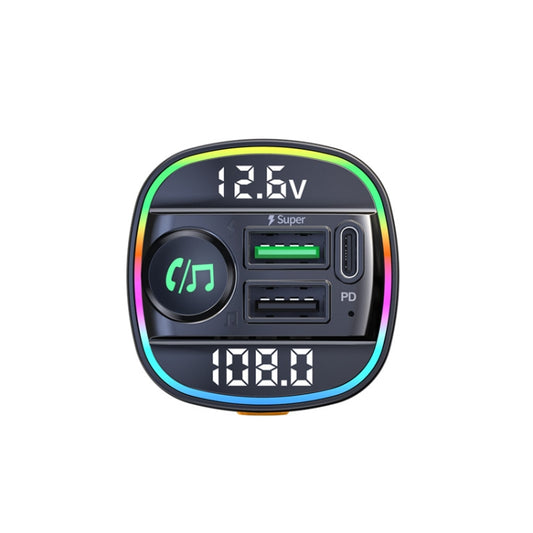 Transmetteur FM Bluetooth 5.0 C22 pour voiture, avec affichage LED de tension et chargeur QC 3.0 PD, C22