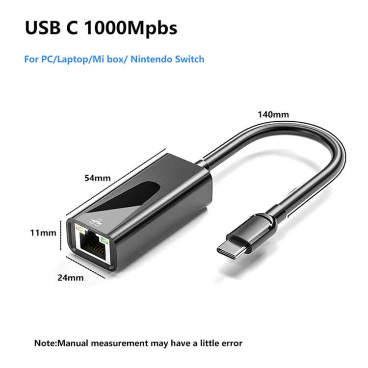 1000Mbps RJ45 Network Card USB Ethernet Adapter, USB 3.0, Type-C